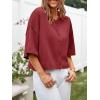 imageCicy Bell Womens Half Sleeve Cardigan Sweaters Cropped Button Down Tops Oversized Lightweight Ribbed Knit Summer OutfitsWine Red