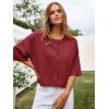 imageCicy Bell Womens Half Sleeve Cardigan Sweaters Cropped Button Down Tops Oversized Lightweight Ribbed Knit Summer OutfitsWine Red