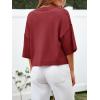 imageCicy Bell Womens Half Sleeve Cardigan Sweaters Cropped Button Down Tops Oversized Lightweight Ribbed Knit Summer OutfitsWine Red