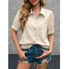 imageCicy Bell Womens Puff Short Sleeve Button Down Shirts Summer Casual Collared V Neck Blouse Linen Loose Fit Work TopsBeige