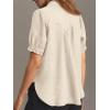 imageCicy Bell Womens Puff Short Sleeve Button Down Shirts Summer Casual Collared V Neck Blouse Linen Loose Fit Work TopsBeige