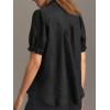 imageCicy Bell Womens Puff Short Sleeve Button Down Shirts Summer Casual Collared V Neck Blouse Linen Loose Fit Work TopsBlack