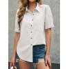 imageCicy Bell Womens Puff Short Sleeve Button Down Shirts Summer Casual Collared V Neck Blouse Linen Loose Fit Work TopsWhite