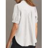 imageCicy Bell Womens Puff Short Sleeve Button Down Shirts Summer Casual Collared V Neck Blouse Linen Loose Fit Work TopsWhite
