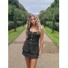 imageCicy Bell Womens Summer 2 Piece Outfits Sleeveless Scoop Neck Fitted Blazer Vest Matching Set Mini Skirt Short Suit Work SetsBlack