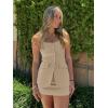 imageCicy Bell Womens Summer 2 Piece Outfits Sleeveless Scoop Neck Fitted Blazer Vest Matching Set Mini Skirt Short Suit Work SetsLight Khaki