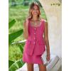imageCicy Bell Womens Summer 2 Piece Outfits Sleeveless Scoop Neck Fitted Blazer Vest Matching Set Mini Skirt Short Suit Work SetsRose Red