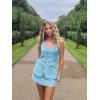 imageCicy Bell Womens Summer 2 Piece Outfits Sleeveless Scoop Neck Fitted Blazer Vest Matching Set Mini Skirt Short Suit Work SetsSky Blue