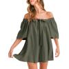 imageCicy Bell Womens Summer Square Neck Romper Short Sleeve Backless Tie Front Flowy Short Jumpsuit Beach Vacation OutfitsArmy Green