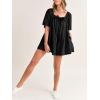 imageCicy Bell Womens Summer Square Neck Romper Short Sleeve Backless Tie Front Flowy Short Jumpsuit Beach Vacation OutfitsBlack