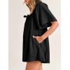imageCicy Bell Womens Summer Square Neck Romper Short Sleeve Backless Tie Front Flowy Short Jumpsuit Beach Vacation OutfitsBlack