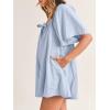 imageCicy Bell Womens Summer Square Neck Romper Short Sleeve Backless Tie Front Flowy Short Jumpsuit Beach Vacation OutfitsLight Blue