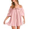 imageCicy Bell Womens Summer Square Neck Romper Short Sleeve Backless Tie Front Flowy Short Jumpsuit Beach Vacation OutfitsLight Pink