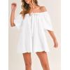 imageCicy Bell Womens Summer Square Neck Romper Short Sleeve Backless Tie Front Flowy Short Jumpsuit Beach Vacation OutfitsWhite