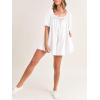 imageCicy Bell Womens Summer Square Neck Romper Short Sleeve Backless Tie Front Flowy Short Jumpsuit Beach Vacation OutfitsWhite