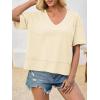 imageCicy Bell Womens Summer V Neck T Shirts Casual Short Sleeve Flowy Tops Cute Loose Fit Basic TeesApricot