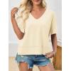 imageCicy Bell Womens Summer V Neck T Shirts Casual Short Sleeve Flowy Tops Cute Loose Fit Basic TeesApricot