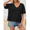 imageCicy Bell Womens Summer V Neck T Shirts Casual Short Sleeve Flowy Tops Cute Loose Fit Basic TeesBlack