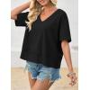 imageCicy Bell Womens Summer V Neck T Shirts Casual Short Sleeve Flowy Tops Cute Loose Fit Basic TeesBlack