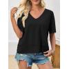 imageCicy Bell Womens Summer V Neck T Shirts Casual Short Sleeve Flowy Tops Cute Loose Fit Basic TeesBlack