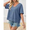 imageCicy Bell Womens Summer V Neck T Shirts Casual Short Sleeve Flowy Tops Cute Loose Fit Basic TeesBluish Gray