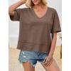 imageCicy Bell Womens Summer V Neck T Shirts Casual Short Sleeve Flowy Tops Cute Loose Fit Basic TeesBrown