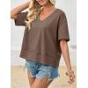 imageCicy Bell Womens Summer V Neck T Shirts Casual Short Sleeve Flowy Tops Cute Loose Fit Basic TeesBrown