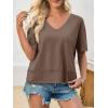 imageCicy Bell Womens Summer V Neck T Shirts Casual Short Sleeve Flowy Tops Cute Loose Fit Basic TeesBrown