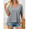 imageCicy Bell Womens Summer V Neck T Shirts Casual Short Sleeve Flowy Tops Cute Loose Fit Basic TeesGrey