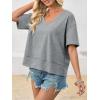 imageCicy Bell Womens Summer V Neck T Shirts Casual Short Sleeve Flowy Tops Cute Loose Fit Basic TeesGrey