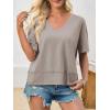 imageCicy Bell Womens Summer V Neck T Shirts Casual Short Sleeve Flowy Tops Cute Loose Fit Basic TeesKhaki