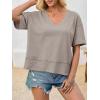 imageCicy Bell Womens Summer V Neck T Shirts Casual Short Sleeve Flowy Tops Cute Loose Fit Basic TeesKhaki