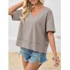 imageCicy Bell Womens Summer V Neck T Shirts Casual Short Sleeve Flowy Tops Cute Loose Fit Basic TeesKhaki