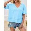 imageCicy Bell Womens Summer V Neck T Shirts Casual Short Sleeve Flowy Tops Cute Loose Fit Basic TeesLight Blue