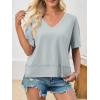 imageCicy Bell Womens Summer V Neck T Shirts Casual Short Sleeve Flowy Tops Cute Loose Fit Basic TeesLight Grey