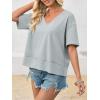 imageCicy Bell Womens Summer V Neck T Shirts Casual Short Sleeve Flowy Tops Cute Loose Fit Basic TeesLight Grey