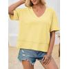 imageCicy Bell Womens Summer V Neck T Shirts Casual Short Sleeve Flowy Tops Cute Loose Fit Basic TeesLight Yellow