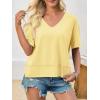 imageCicy Bell Womens Summer V Neck T Shirts Casual Short Sleeve Flowy Tops Cute Loose Fit Basic TeesLight Yellow