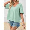imageCicy Bell Womens Summer V Neck T Shirts Casual Short Sleeve Flowy Tops Cute Loose Fit Basic TeesMint Color
