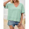imageCicy Bell Womens Summer V Neck T Shirts Casual Short Sleeve Flowy Tops Cute Loose Fit Basic TeesMint Color