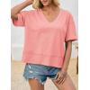 imageCicy Bell Womens Summer V Neck T Shirts Casual Short Sleeve Flowy Tops Cute Loose Fit Basic TeesPink