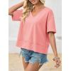 imageCicy Bell Womens Summer V Neck T Shirts Casual Short Sleeve Flowy Tops Cute Loose Fit Basic TeesPink