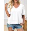 imageCicy Bell Womens Summer V Neck T Shirts Casual Short Sleeve Flowy Tops Cute Loose Fit Basic TeesWhite