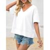 imageCicy Bell Womens Summer V Neck T Shirts Casual Short Sleeve Flowy Tops Cute Loose Fit Basic TeesWhite