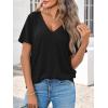 imageCicy Bell Womens V Neck T Shirts Summer Short Sleeve Curved Hem Tops Casual Loose Fit Tunic Basic Tee ShirtsBlack