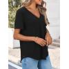 imageCicy Bell Womens V Neck T Shirts Summer Short Sleeve Curved Hem Tops Casual Loose Fit Tunic Basic Tee ShirtsBlack