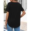 imageCicy Bell Womens V Neck T Shirts Summer Short Sleeve Curved Hem Tops Casual Loose Fit Tunic Basic Tee ShirtsBlack