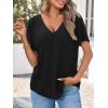imageCicy Bell Womens V Neck T Shirts Summer Short Sleeve Curved Hem Tops Casual Loose Fit Tunic Basic Tee ShirtsBlack