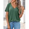 imageCicy Bell Womens V Neck T Shirts Summer Short Sleeve Curved Hem Tops Casual Loose Fit Tunic Basic Tee ShirtsDark Green
