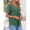 imageCicy Bell Womens V Neck T Shirts Summer Short Sleeve Curved Hem Tops Casual Loose Fit Tunic Basic Tee ShirtsDark Green